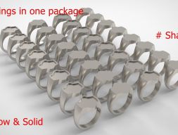 Signet Men Ring Pack № 08 3D модель