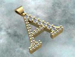Буква А Бриллиантовое Золотое Ожерелье 3D модель