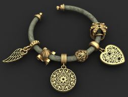 Золотой браслет Pandora Charms 3D модель