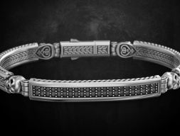 Стильный браслет с черепом из серебра 152 пробы 3D модель