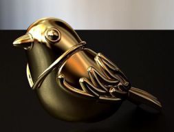 Полая серьга с птицей 3D модель