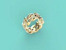 3D модель кубинского кольца с бриллиантом 10 мм