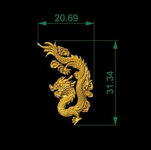 3D модель Золотого дракона для декора подвески кольца 3D модель