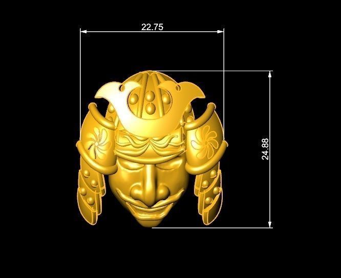 TJ 51 3D Golden Samurai For Ring Pendant Watch Decor 3D модель