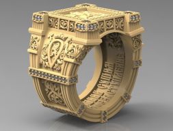 Золотое кольцо с бриллиантами 3D модель