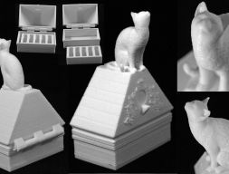 Кот на коробке с кольцом 3D модель