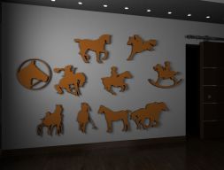 Силуэты лошадей 3D модель