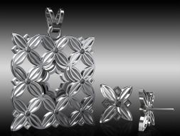 цветочная подвеска и серьги 3D модель