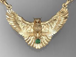 модные ожерелья сова с драгоценным камнем 3D модель