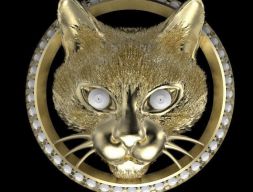 3D модель кота золотого цвета