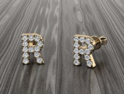 Ювелирная серьга с алфавитом R 3D модель