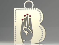 Ожерелье с буквой B Подвеска для мужчин и подвеска для женщин 3D модель