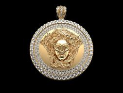 CUSTOM MADE DIAMOND VERSACE STYLE MEDUSA PENDANT MEDALLION 750*а G 3D модель