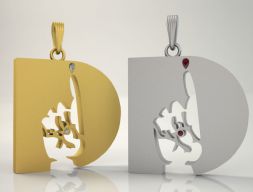 Подвеска с буквой D для мужчин 3D модель