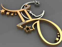 БЛИЗНЕЦЫ - БЛИЗНЕЦЫ - ЗОЛОТОЙ АЛМАЗНЫЙ КУЛОН БЛИЗНЕЦЫ 3D модель
