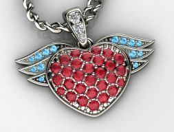 Кулон "Сердце с крыльями" 3D модель