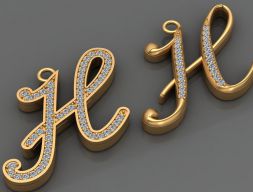 H ПИСЬМО АЛМАЗНЫЙ КУЛОН 3D Модель для 3D-печати