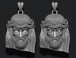 Подвески в виде головы Иисуса с набором драгоценных камней 3D модель