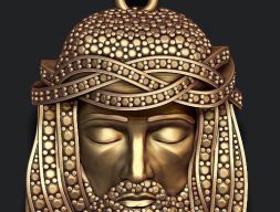 Подвеска в виде головы Иисуса с драгоценными камнями 3D модель