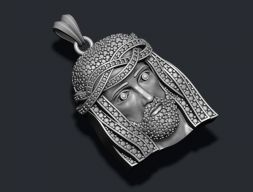 Подвеска в виде головы Иисуса с драгоценными камнями 3D модель