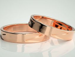 Помолвочное кольцо Wave Plain Gold Couple Band 3dm stl визуализация деталей 3D модель