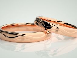Помолвочное кольцо Wave Plain Gold Couple Band 3dm stl визуализация деталей 3D модель