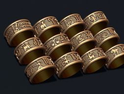 Ювелирный гороскоп signes lite набор колец 3D модель