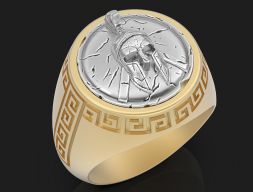 Спартанский Щит Версаче мужчина Кольцо Скульптура ювелирные изделия золото 3D модель печати