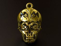 Кулон с тайской татуировкой Череп 3D модель