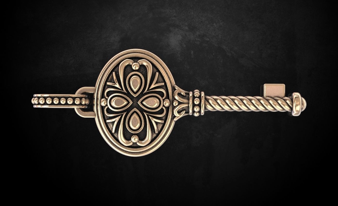 Стильный винтажный кулон-ключ 209 3D модель