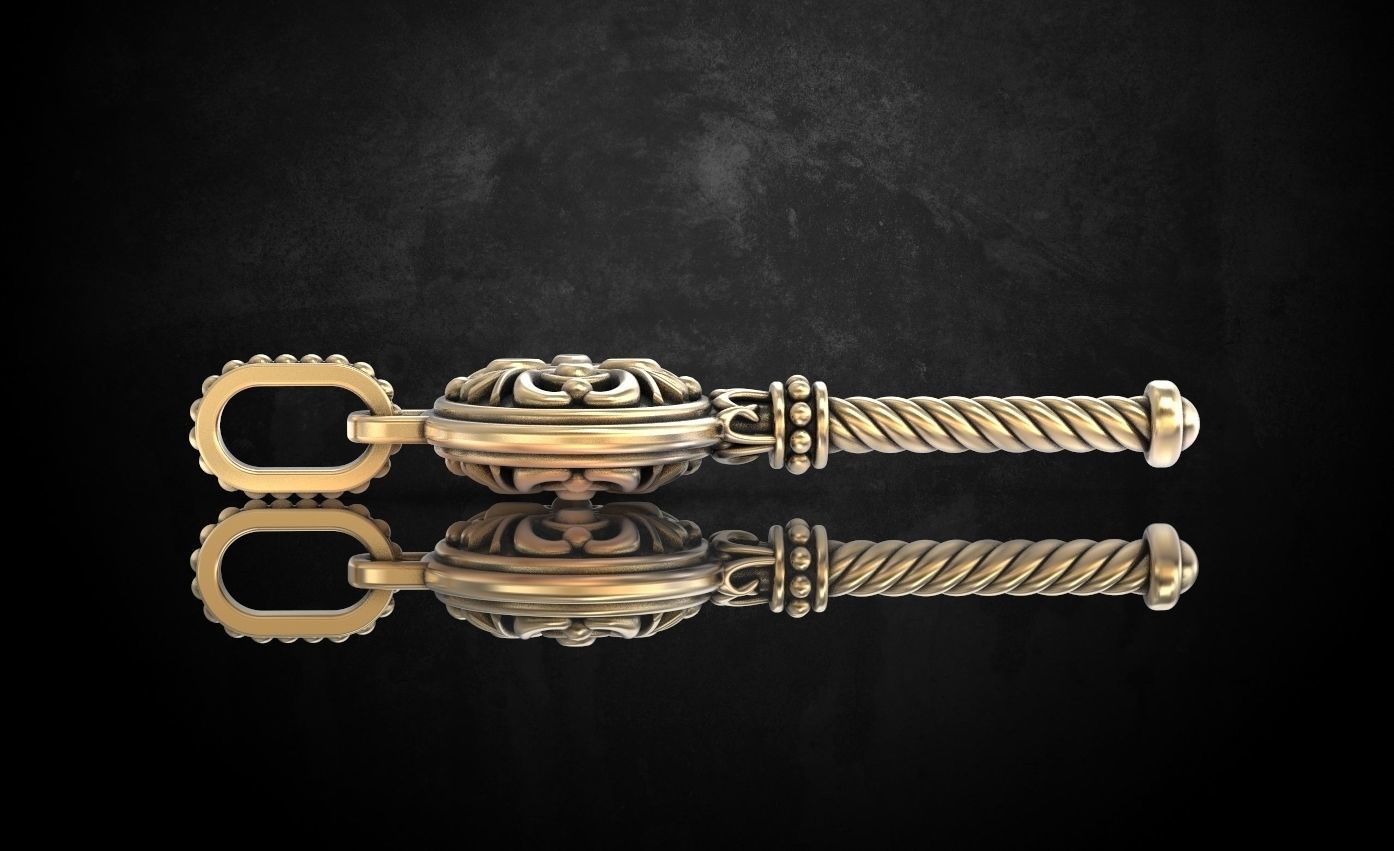 Стильный винтажный кулон-ключ 209 3D модель