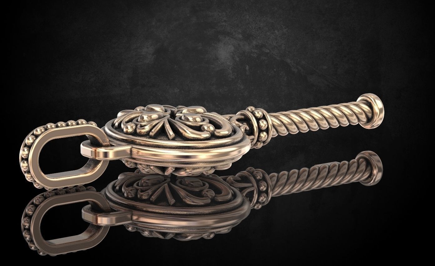 Стильный винтажный кулон-ключ 209 3D модель