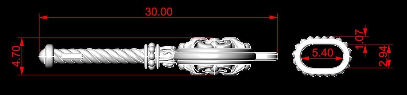 Стильный винтажный кулон-ключ 209 3D модель