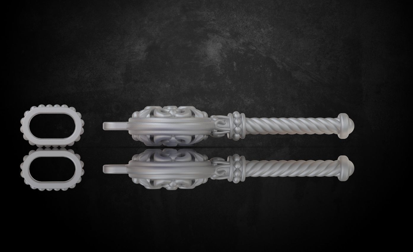 Стильный винтажный кулон-ключ 209 3D модель