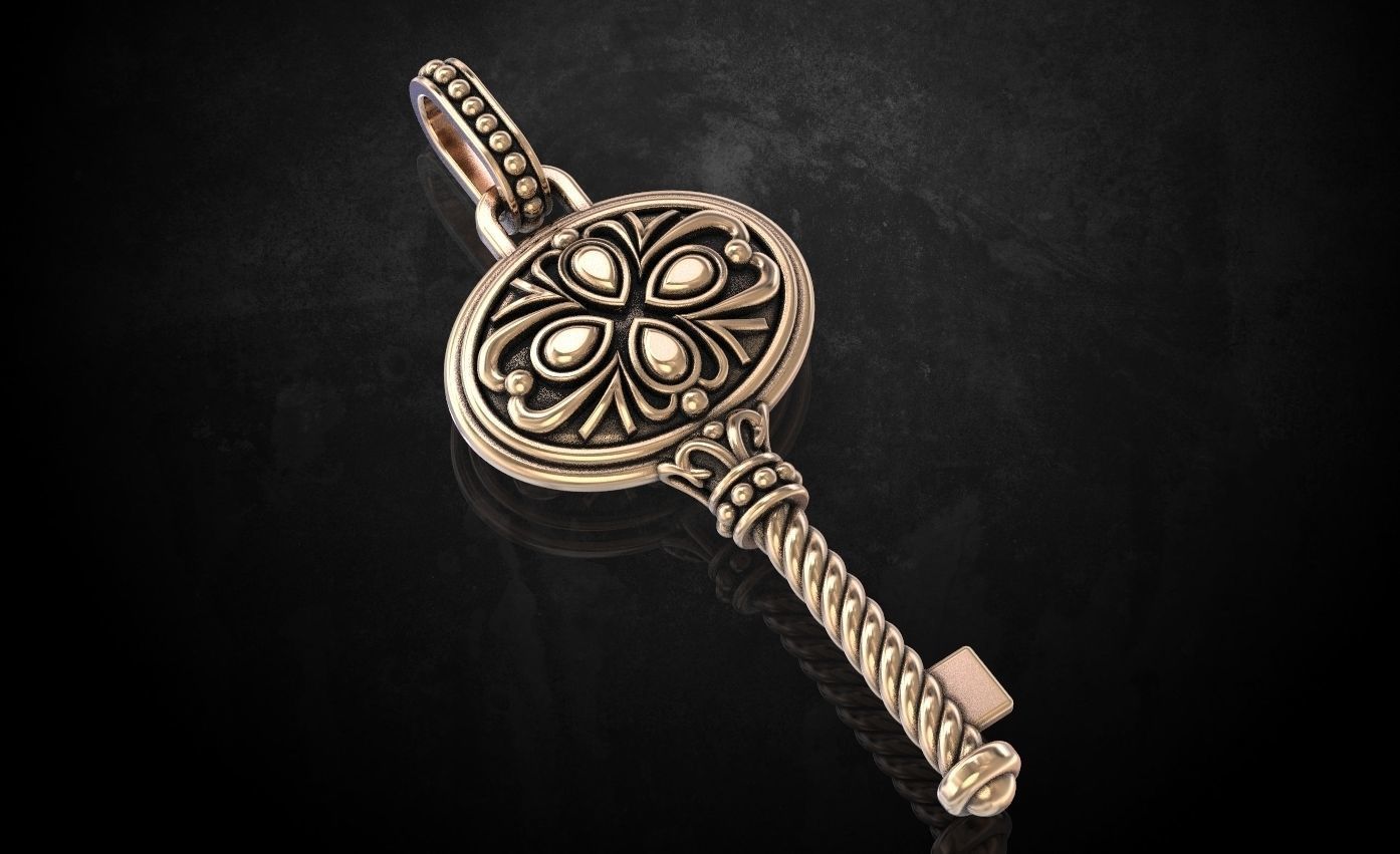 Стильный винтажный кулон-ключ 209 3D модель