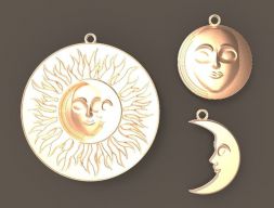 SUN N MOON - КУЛОН и СЕРЬГИ 3D модель
