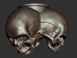Модель 3D-печати с тройным черепом из бисера
