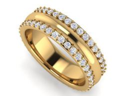 2 Diamonds line Золотое помолвочное кольцо 3D модель