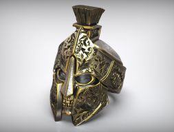 Кольцо с узором "Спартанский шлем" Греческий череп 3D модель