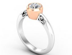 Резное помолвочное кольцо с бриллиантом 3D модель