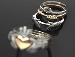 CLADDAGH 2 цвета, 3 части, складное кольцо, модель для 3D-печати