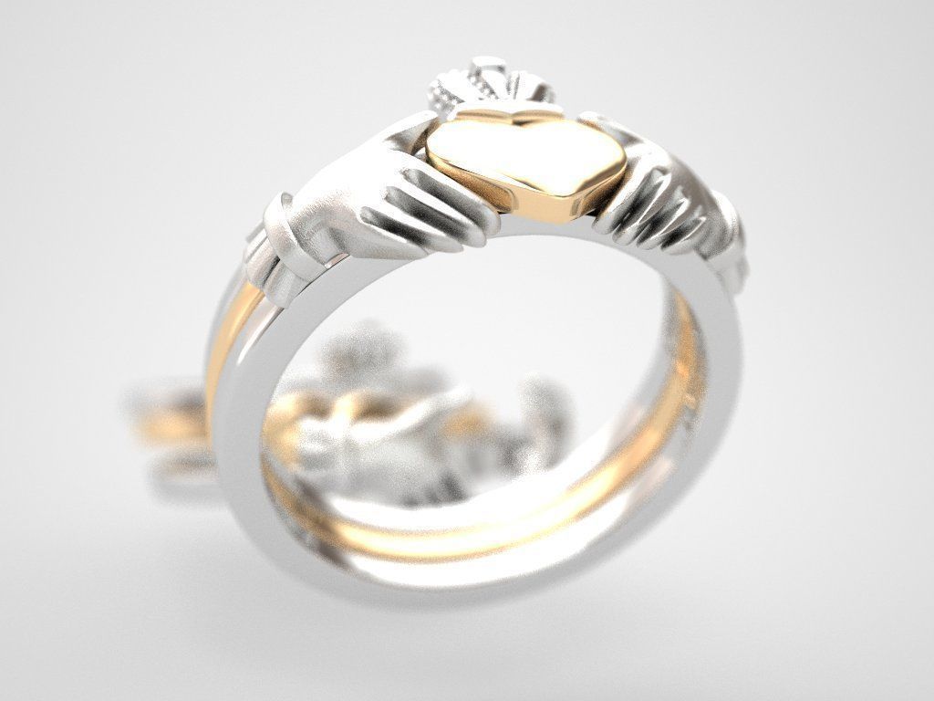 CLADDAGH 2 цвета, 3 части, складное кольцо, модель для 3D-печати