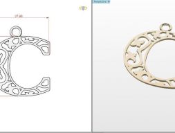 Подвеска с буквой С 3D модель