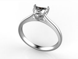 Классическое помолвочное кольцо с бриллиантом в виде сердца Все размеры 3D модель