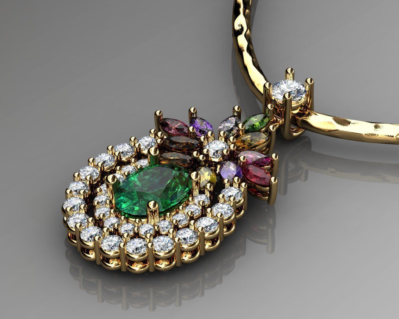 Крутые многоцветные подвески с драгоценными камнями 3D модель