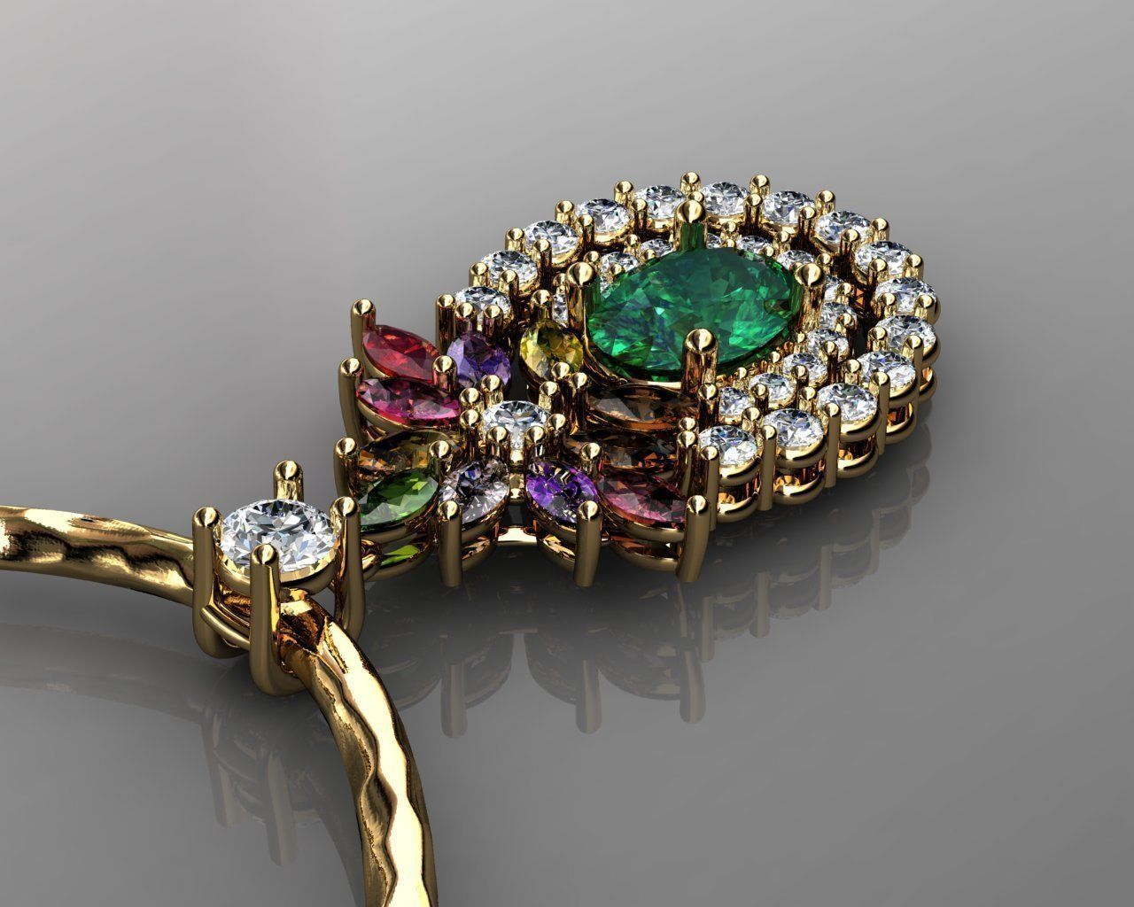 Крутые многоцветные подвески с драгоценными камнями 3D модель