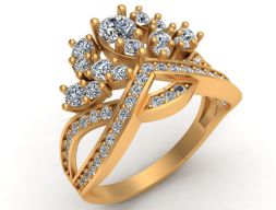 Золотое кольцо Chaumet Crown с бриллиантом 3D модель