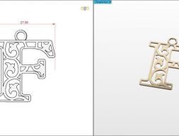 Подвеска с буквой F 3D модель