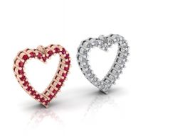 Подвеска в форме сердца с бриллиантами 3D модель