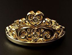 Кольцо с бриллиантом Heart Crown 3D модель
